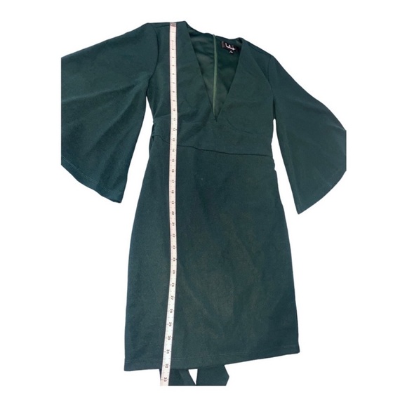 Lulus Glimpse of Glamour Forest Green Bell Sleeve Bodycon Mini Dress | Size S - Picture 6 of 15